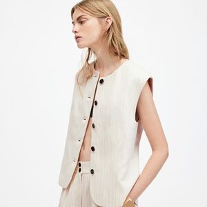 All Saints Cream Button Down Shirt